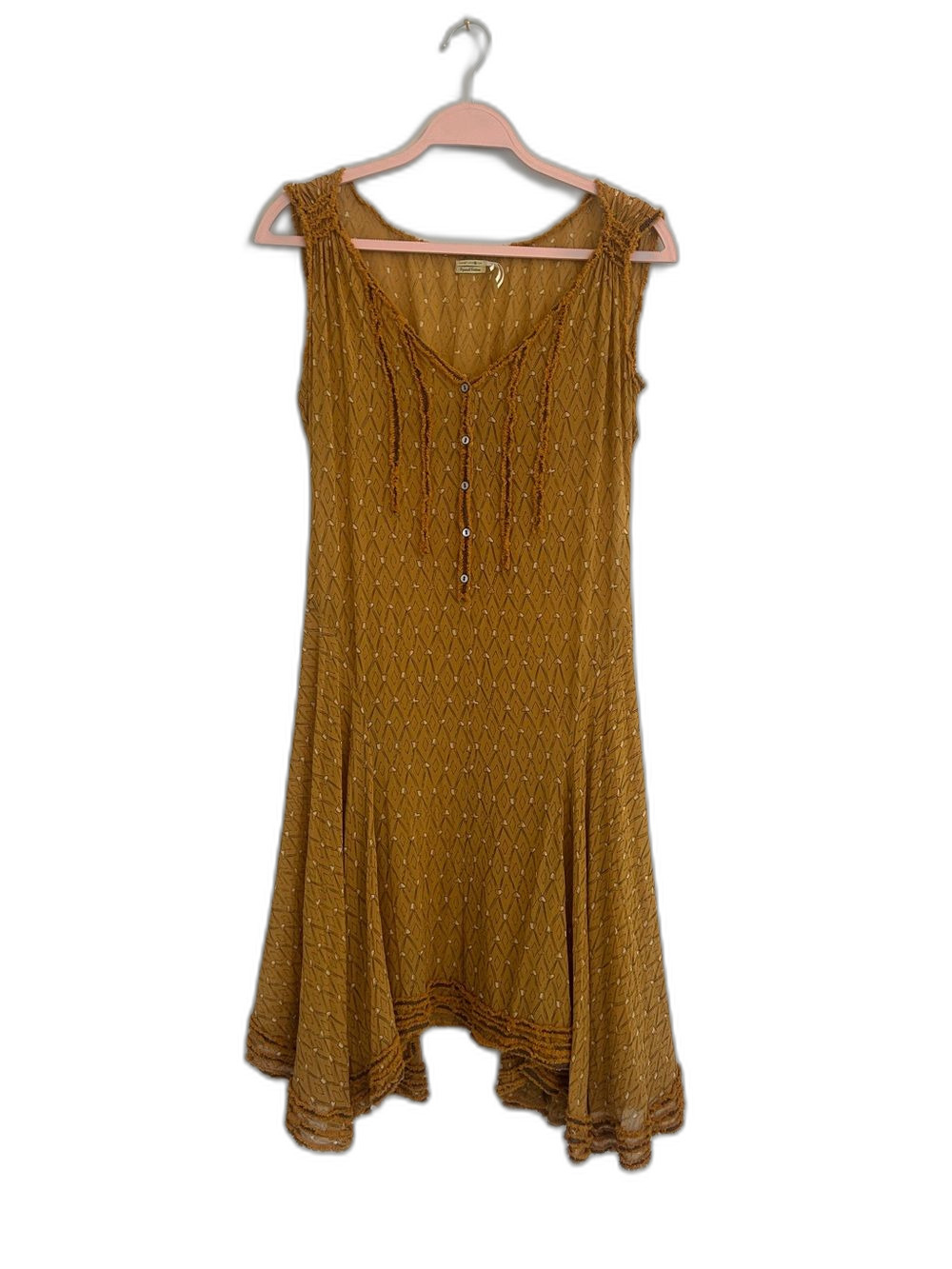 Max Studio Mustard Yellow Dress Silk Boho Festival M